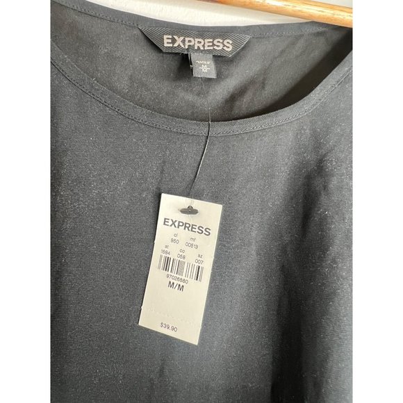 Express hi low black pleated back sleeveless tank blouse work top size M - Picture 2 of 4